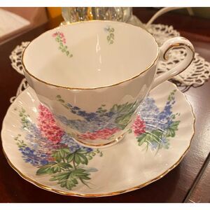 Aynsley Teacup Footed Fluted Floral Hand Painted #5284